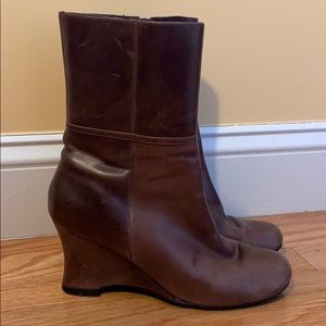 Brown Steve Madden Wedge Ankle Bootie, Size 7